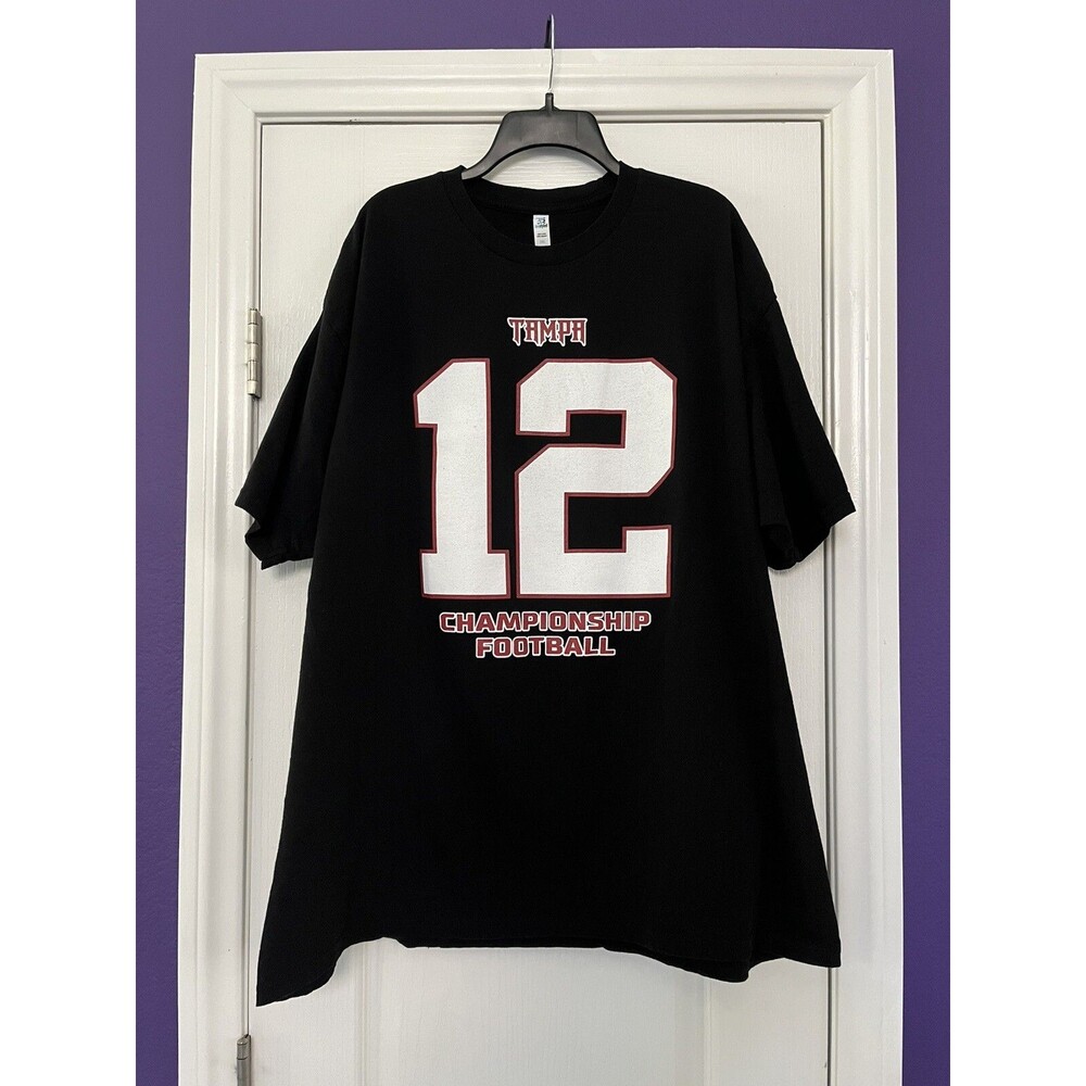 NFL Tom Brady 12 Tampa Bay Buccaneers Championship Football T-Shirt Size 3XL